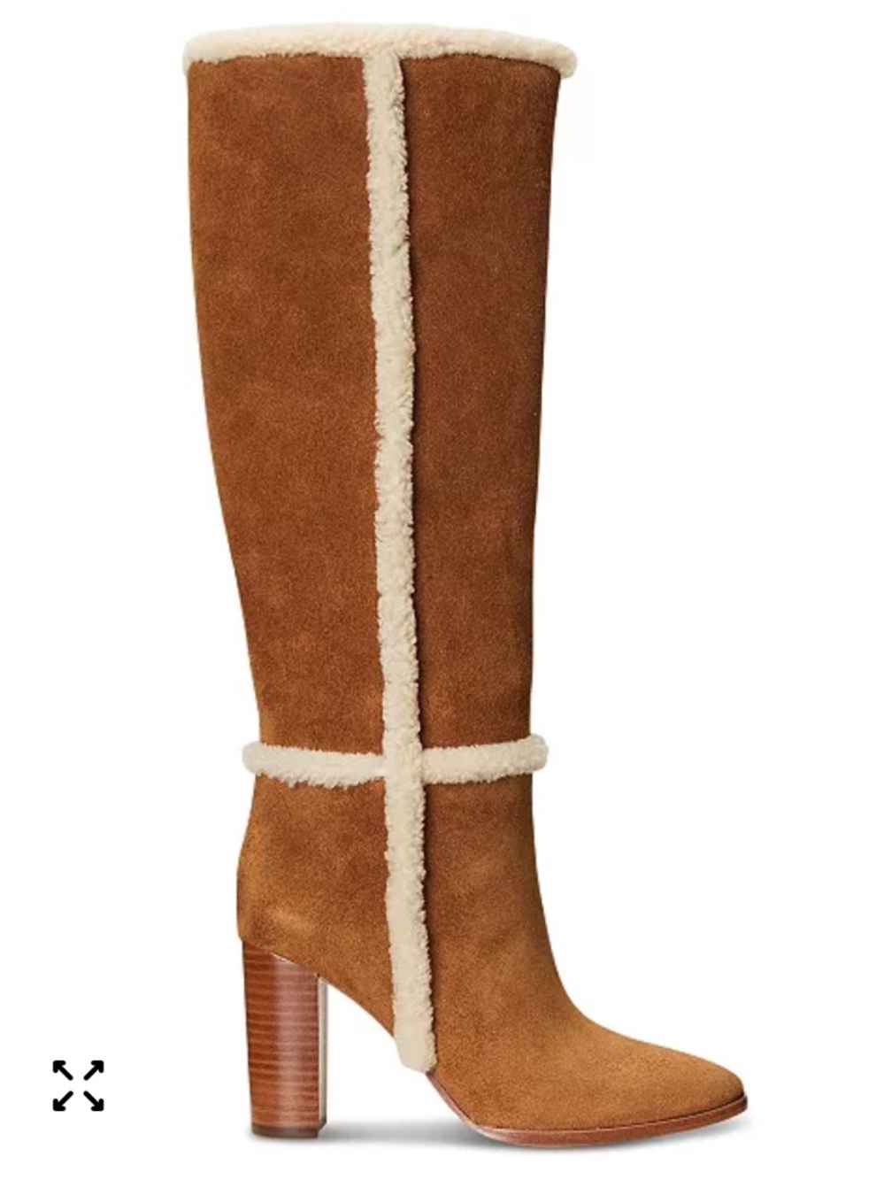 Ralph Lauren Aubri Spill-Seam Suede Shearling Boots Size 9